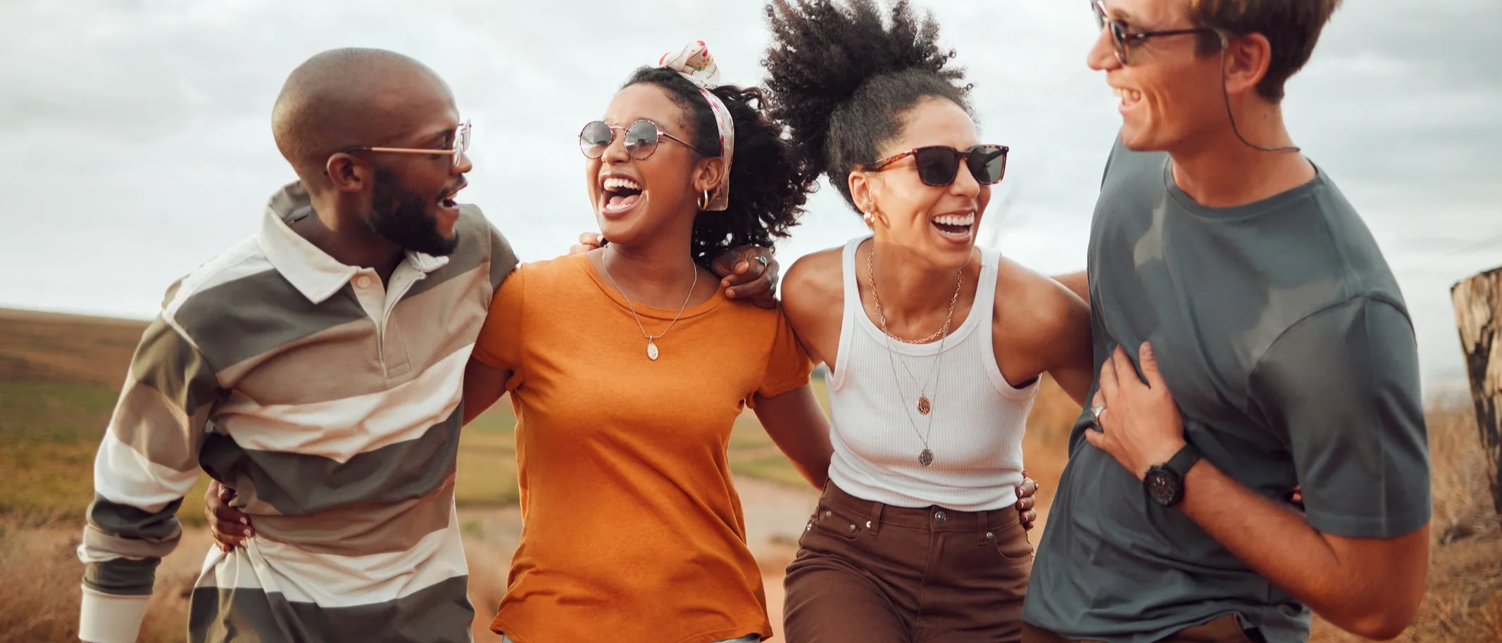 Travelers sharing a joyful moment on safari